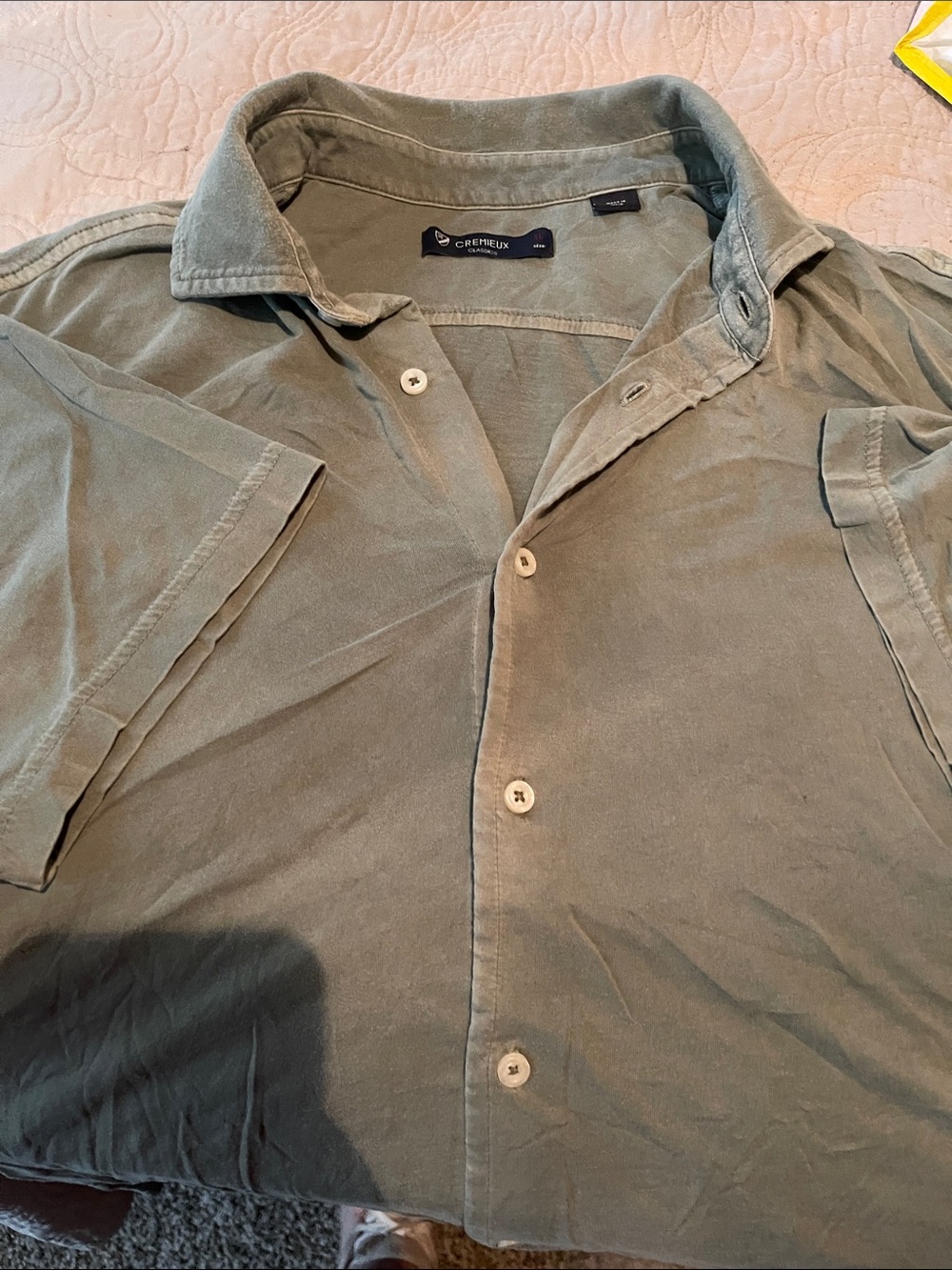 Daniel Cremieux Olive Green Short Sleeve Button-Up Shirt